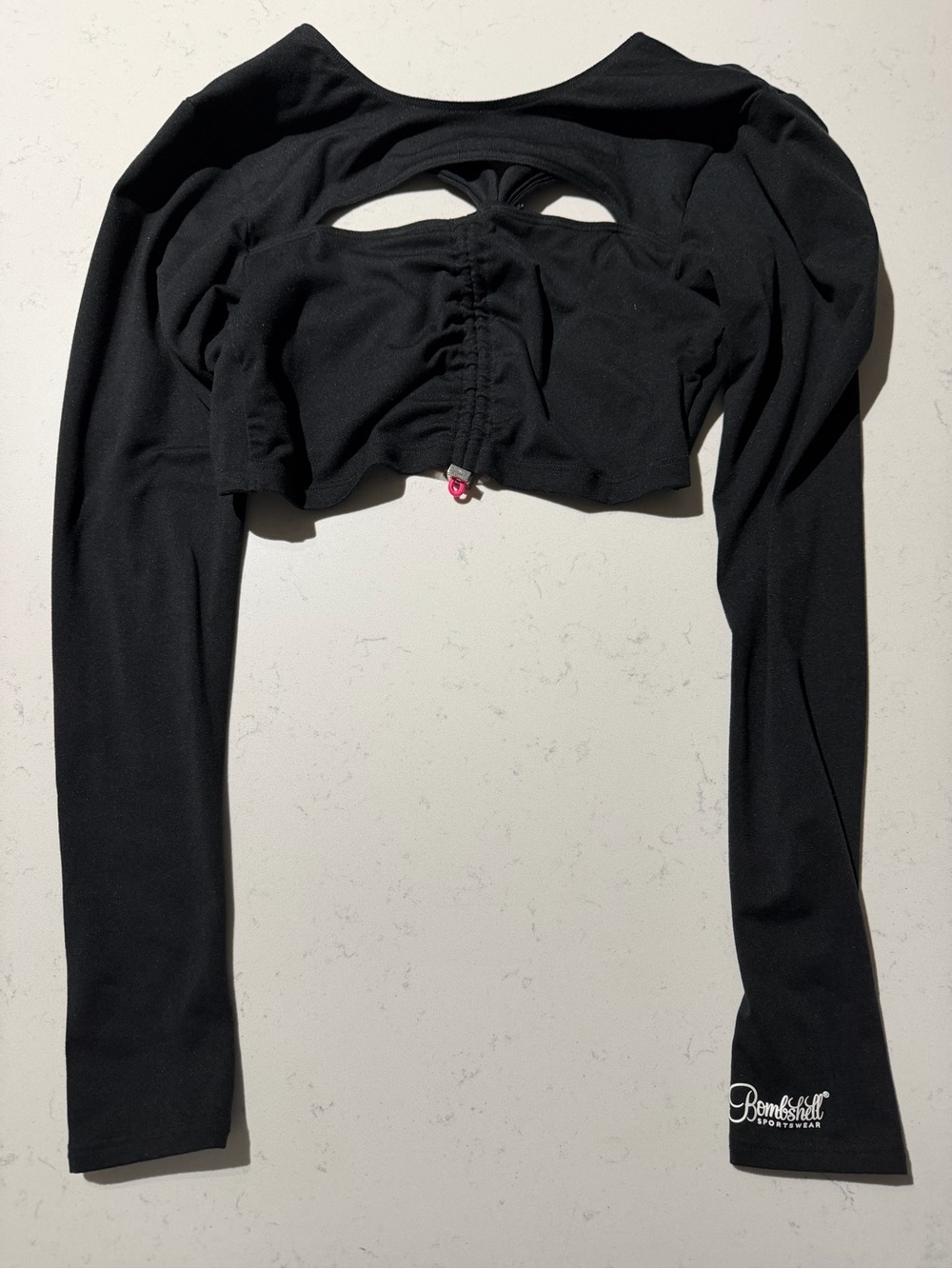 Bombshell Sportswear Black Long-Sleeve Cropped Top